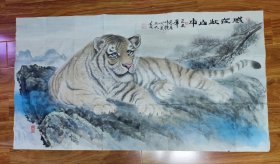 姜作杰，（五尺整张)保真国画，虎