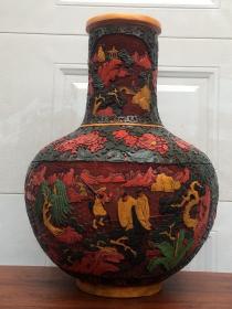 彩绘漆器大花瓶摆件，高65厘米，宽45厘米，
