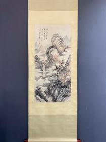 启功，精品纸本山水图立轴