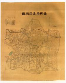 古地图1896年  台湾-台南府迅速测图。纸本大小80.96*100.9厘米，宣纸印刷品