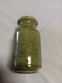 青釉筒瓶 高12公分  无残完整