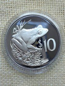 斐济10元克朗型精制大银币 1986年世界野生动物基金会25周年 全新全品无明显瑕疵 28.28克925银 dyz0058-0