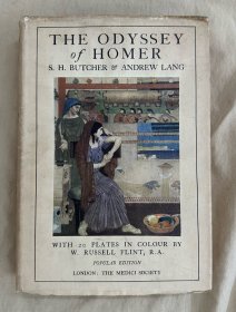 The Odyssey of Homer《奥德赛》1930年布面精装本，毛边本，荷马史诗，苏格兰水彩画之王罗素•弗林特绘本，20幅精美整页水彩插图，有原书衣