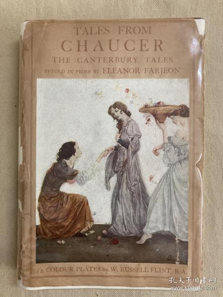 The Canterbury Tales of George Chaucer《乔叟：坎特伯雷故事集》 著名的苏格兰水彩之王弗林特插图本，布面精装带书衣