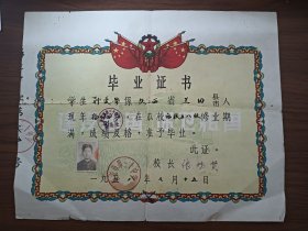 1958年西安市第三十中学毕业证书