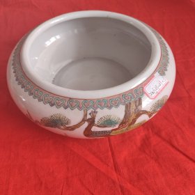 567瓷手绘粉彩花鸟大笔洗