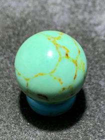 精美古法松石蓝琉璃圆珠一颗