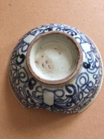 青花瓷碗 缺了个口 民国老瓷器