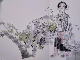 保真书画，西安美院教授，刘永杰人物画册页一幅，尺寸：43.5*68.5刘永杰，西安美术学院国画系教授、博士生导师、西安美院国画系刘永杰工作室主任、中国美术家协会会员、陕西美协副主席、陕西国画院艺术委员会委员。