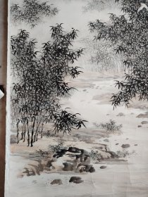 丁酉年画《竹海清韵》画心尺寸130/98厘米，江苏镇江知名画家，1948—2021年，画工精美，值得收藏