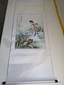 王玉貴繪畫仕女圖一幅，真跡，實物拍攝／裝裱全長207cm寬67cm／（在三樓貨號找）