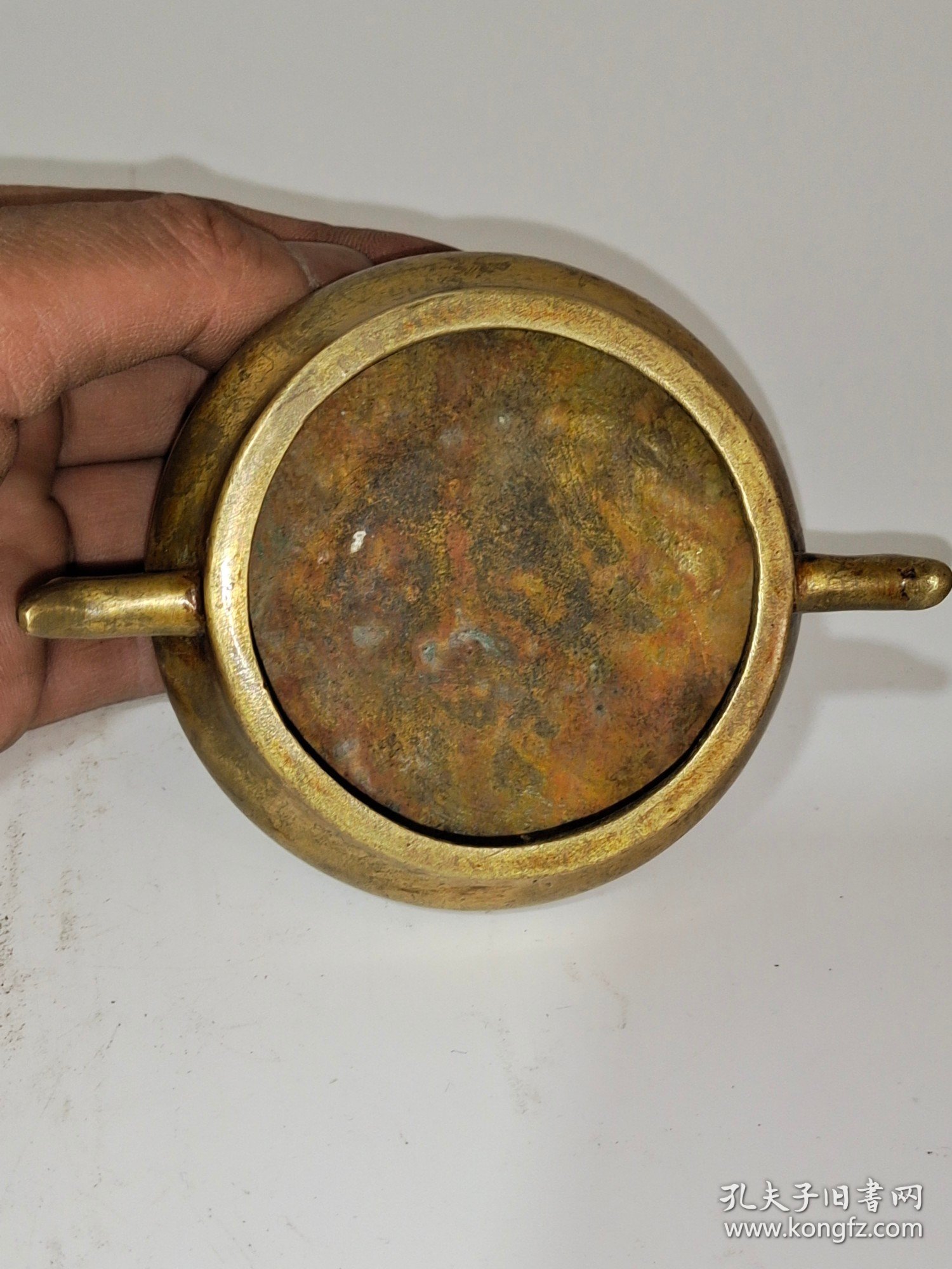 古董 古玩收藏 铜器 铜香炉 传世铜炉 回流铜香炉 纯铜香炉 长11厘米，宽8厘米，高3.8厘米，重量0.8斤