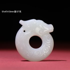旧藏和田玉 商周时期熟坑白玉满包浆龙佩