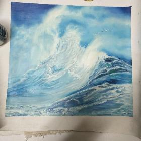 油画海浪