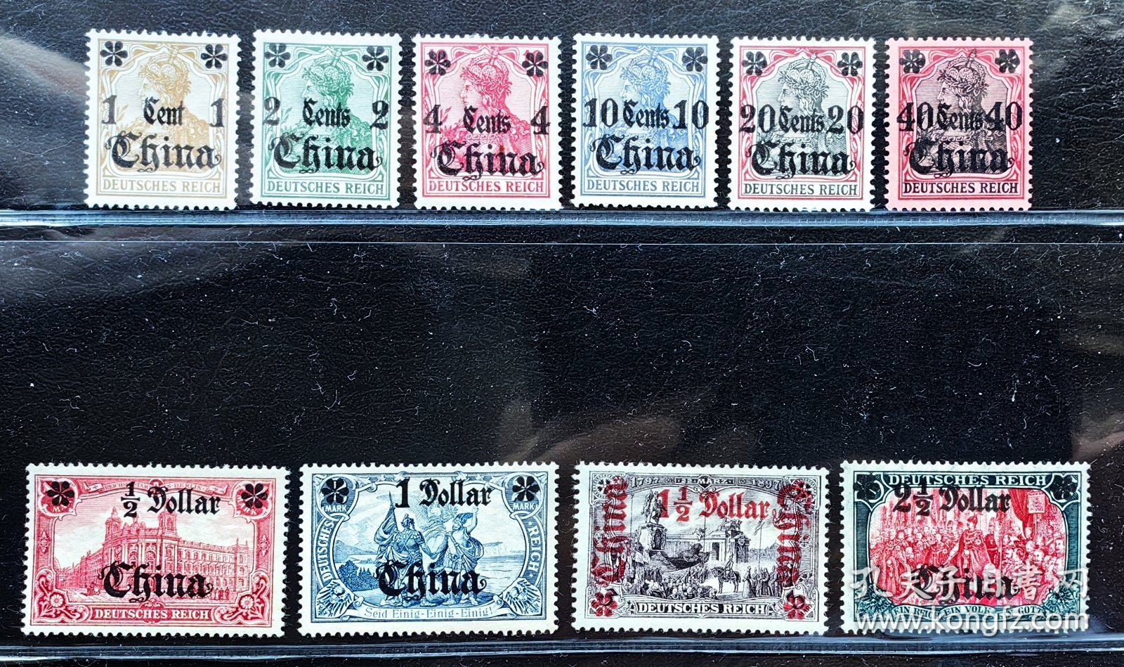 2-106#，德国客邮，1906-1913年（八国联军侵华之后加盖“China”发行），10全新，原胶无水印，背贴。邮政历史。勿忘国耻！