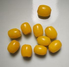 柠檬黄椭圆形老琉璃珠子10粒