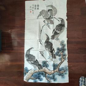 608  泰州学院教授  林明  雄鹰图四尺整张大中堂  《叫林明的比较多，但画得好，价格低》