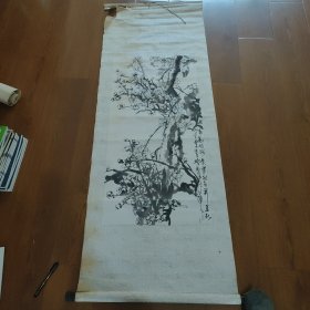 日本回流，日本画家，华泉，《梅花》，手绘布心，尺寸，长1500.宽600，墙角数枝梅，凌寒独自开，遥如不是雪，唯有喑香来，