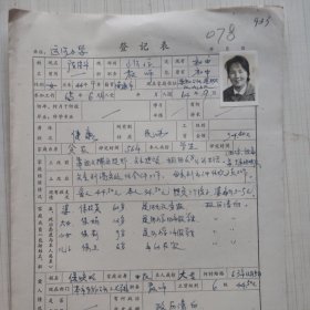 1977年教师登记表：陈*华 运河小学/ 钟秀人民公社运河桥大队耕读小学 贴有照片
