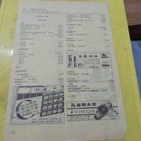 白云泉汽酒 广州市白云山酒厂 广东肇庆酒厂 星湖牌 广东肇庆啤酒厂 天津钟表厂 金鸡闹钟 珠峰手表 迎春手表 米兰手表 金鹿牌钟 太原市钟厂 孔雀牌女表 丹东手表三厂 特价资料 广告纸 广告页