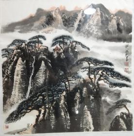 徽州书画名家 张培武 山水斗方 68*68cm