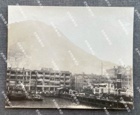 【香港旧影】1930年代早期 香港码头繁忙景象及太平山远景 原版老照片一枚