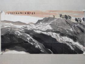 保真书画，傅书中教授，四尺整纸山水画一幅《古道夕阳图》70×137.5cm北京外国语大学艺术学科导师，特聘教授，伊朗德黑兰大学美术学院客座教授。国家部位职业教育教授，“中国年度十大艺术家入选”。