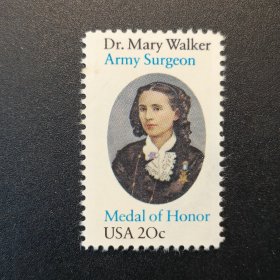 美国邮票，美国第一位女性军医，美国国会荣誉勋章迄今唯一女性得主 玛丽·沃克