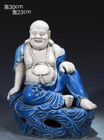 旧藏德化窑精雕细刻瓷塑弥勒佛坐像