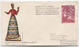 FDC-F03梵蒂冈邮票 1965年 圣诞节绘画 首日封实寄 DD