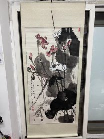 中式国画，水墨画，彩色画，花鸟画，尺寸78*188，陕西西安名人字画，马天锁，包邮，已裱