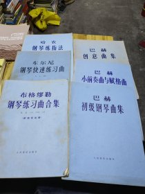 农哈钢琴练指法，车尔尼钢琴快速练习曲，布格谬勒钢琴练习曲合集，巴赫创意曲集，巴赫小前奏曲与贼格曲，巴赫初级钢琴曲集 六本