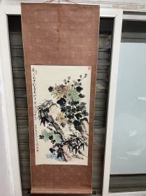 中式国画，水墨画，彩色画，花鸟画，尺寸177*63，陕西西安名人字画，马天锁，包邮，已裱