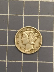 美国10分墨丘利小飞侠信使小银币