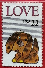 袁袁收藏美国邮票 1986 love 爱 狗 1全信销