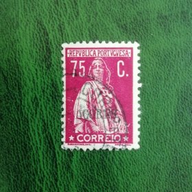 葡属亚速尔群邮票1923年 刻瑞斯谷物女神75c暗红色信销票一枚 斯科特目录旧7.5美元