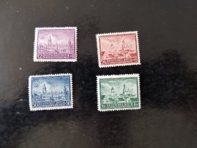 德占波兰1942年鹰徽建筑邮票一套 品相如图，原胶新票mnh，总体状态不错，保真，包挂号，非假不退
