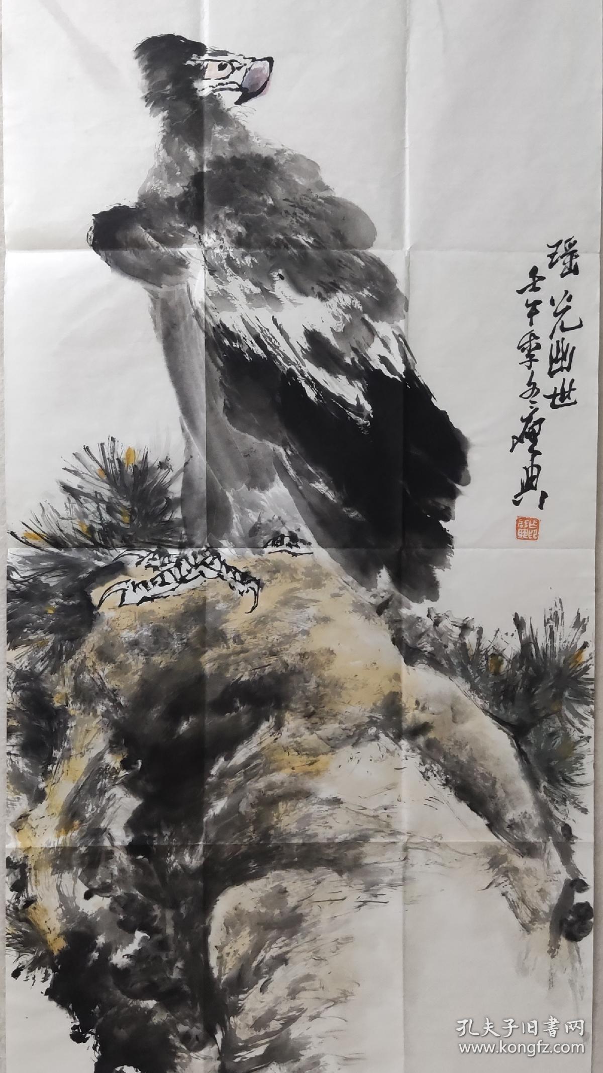 中美协会员，一级美术师乍启典写意鹰国画三尺