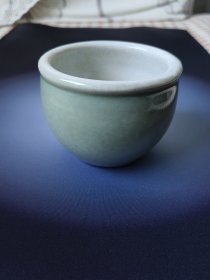 豆青釉小瓷缸摆件 文房雅玩 案头陈设·