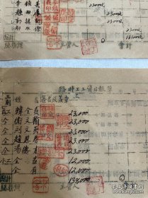 国立北平艺术专科学校单据二张,有名人盖章。