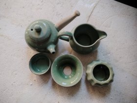 开片冰裂纹青瓷功夫茶具五件套，品好如图，特价处理