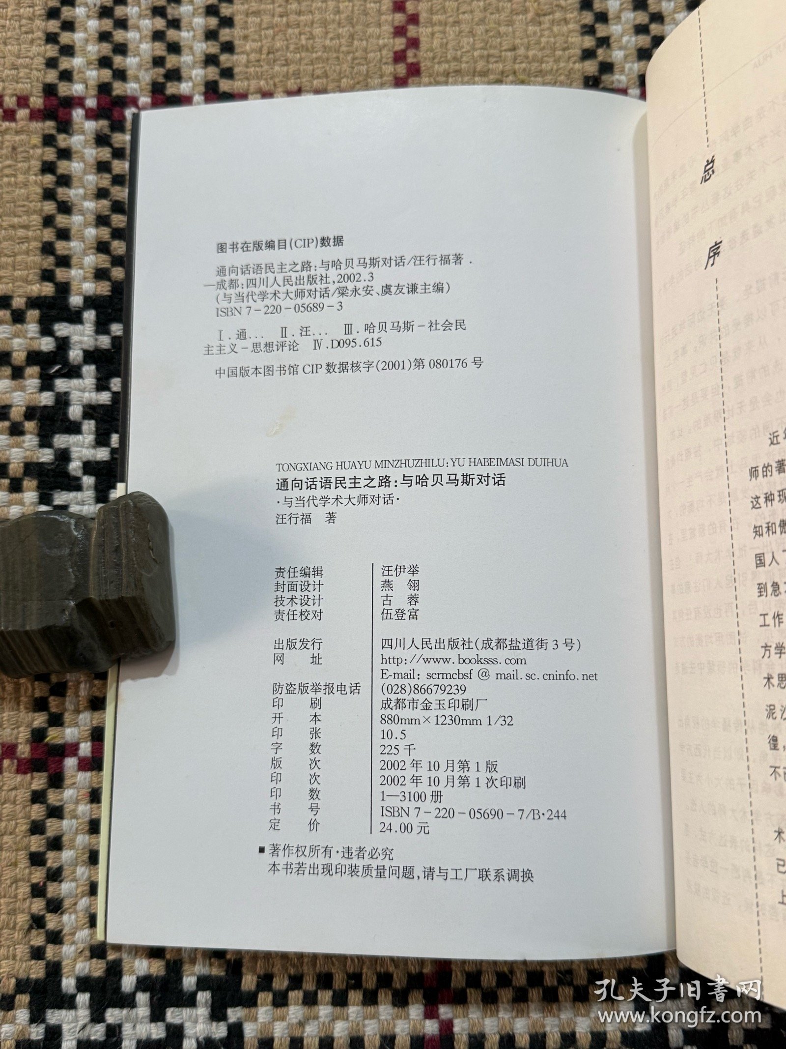 与当代学术大师对话丛书：通向话语民主之路：与哈贝马斯对话 品相自鉴