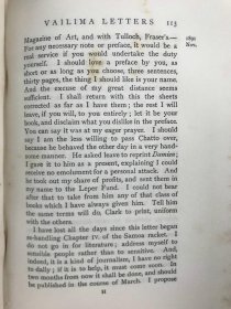 VAILIMA LETTERS:Being correspondence addressed by robert louis Stevenson to sydney colvin november 1890- october. 1894. 1908年，史蒂文森《瓦伊利马书信集》，3幅插图，漆布精装漂亮毛边本