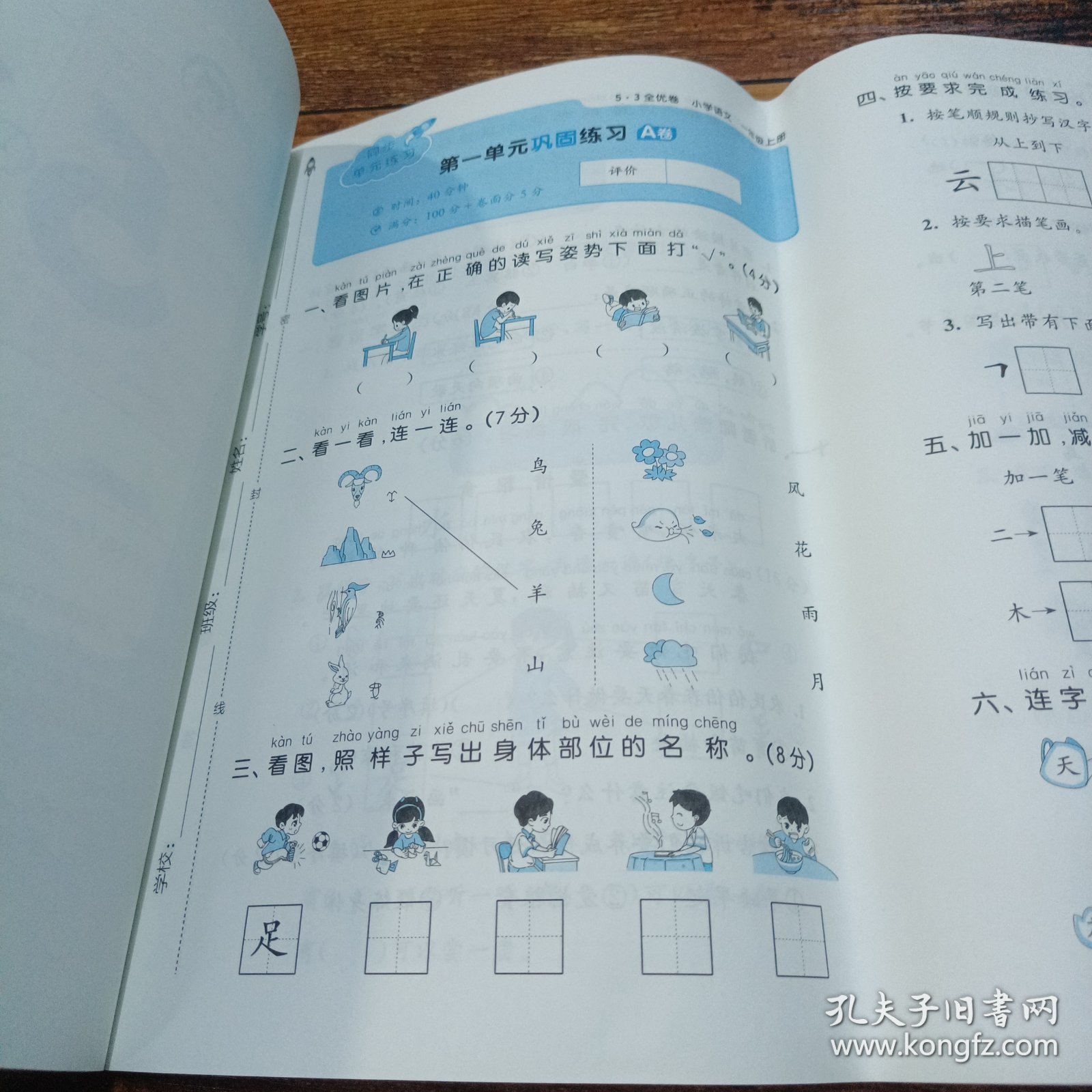 53天天练同步试卷 53全优卷小学语文 一年级上册 RJ 人教版 2023秋季根据最新统编教材编写