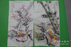 手绘！2件合售！镜片！！精品国画心86+44厘米包纯手绘！东北房