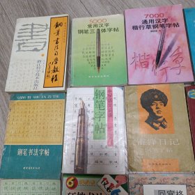 7000通用汉字楷行草钢笔字帖、回宫格行书硬笔临摹字帖、钢笔字练习法、怎样写好钢笔字、唐诗正行草三体钢笔字帖、少男少女钢笔字帖、中外名著精采描写钢笔书法、钢笔书法自学教程、庞中华钢笔字帖等 钢笔字帖共22本合售