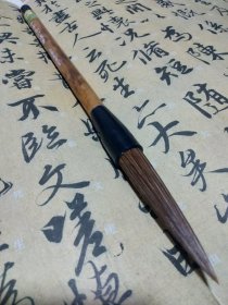 上海周虎臣 牛耳毛小提笔 老湘妃竹笔杆 2000之前制笔 65*14mm