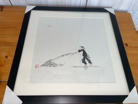 手绘水墨画 渔夫