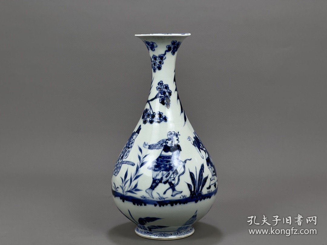 元青花蒙恬将军人物故事纹玉壶春瓶28x15