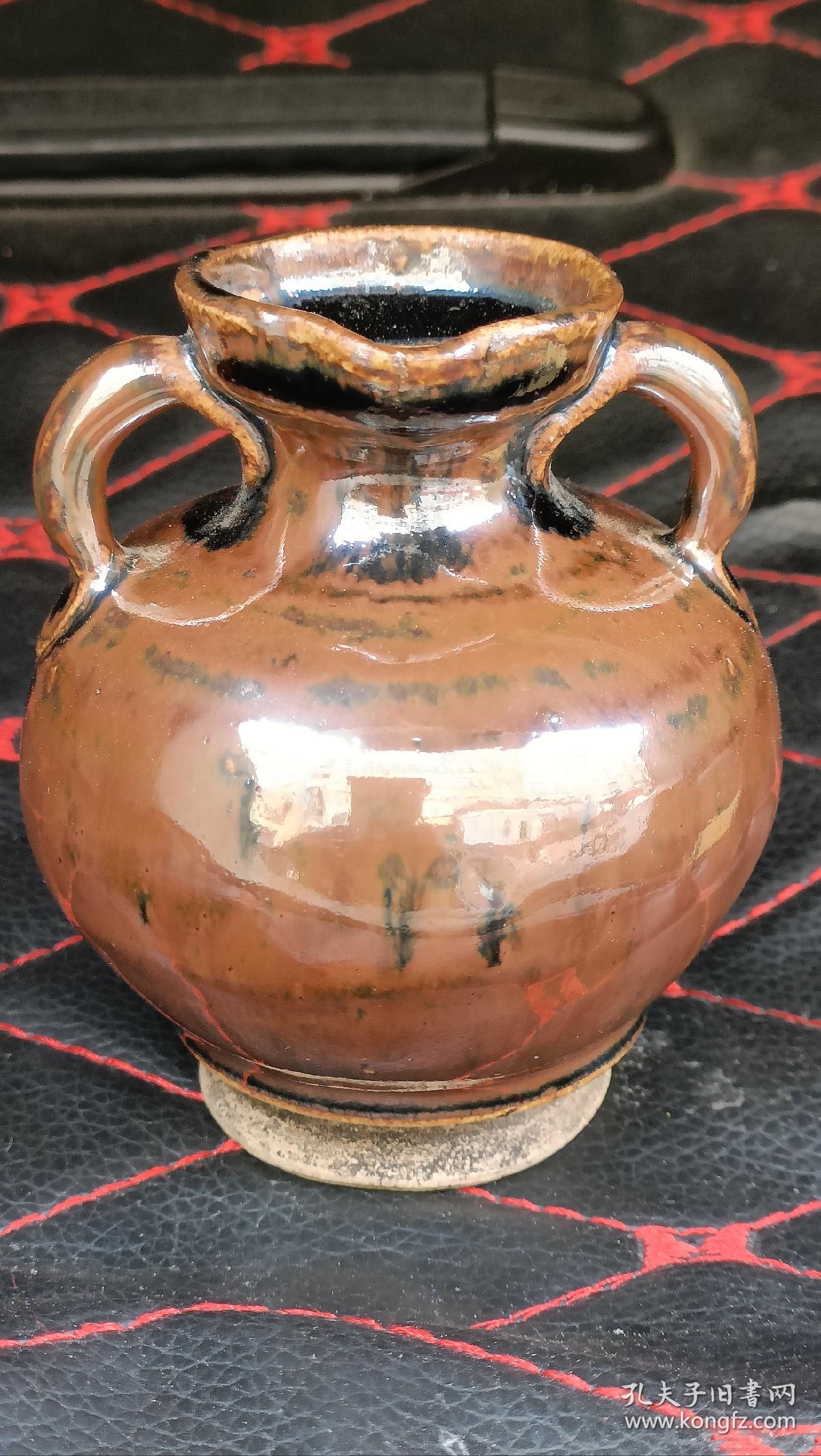 元代冮官窑双系瓶，全品